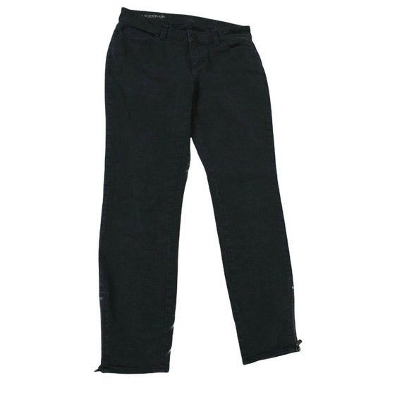 Ann Taylor Modern Fit Jeans size 6 Womens Black Zip Ankles 31x28 Denim - Picture 1 of 5